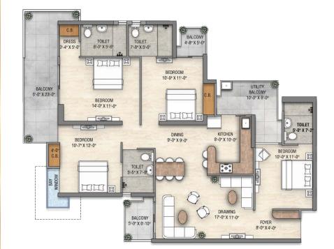 3 BHK Floor Plan – Saviour Vridhi Greater Noida West
